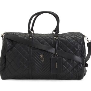 Black Quilted Leather Duffel Bag